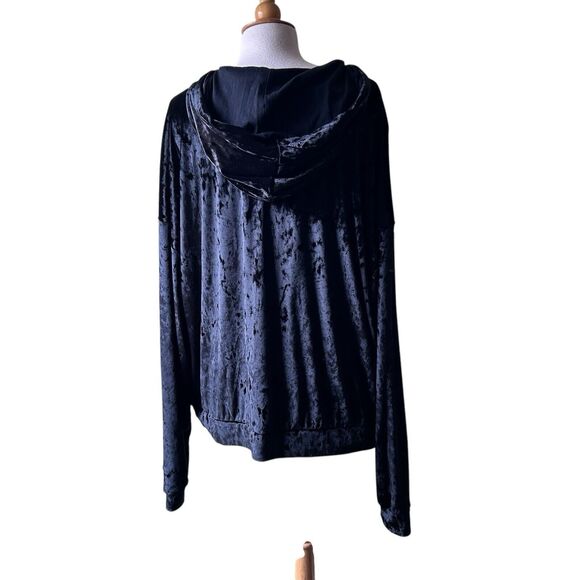 Fabletics Black Crushed velvet Zip Front Hoodie - Size 3X - Picture 9 of 11